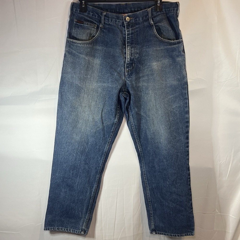 Rasco FR Flame Resistant Mens Size 38x30 Carpenter Jeans Denim Medium Wash‎ Work
